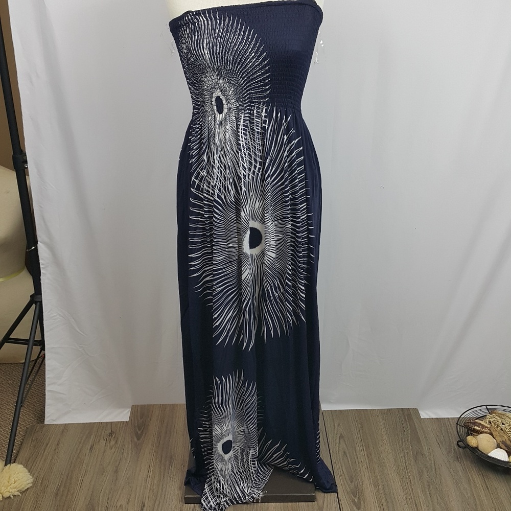 NWT Shoreline‎ Navy Explosions OS maxi dress